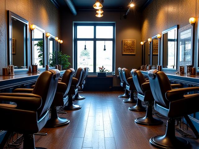 Fauteuils de barbier en cuir premium et éclairage design